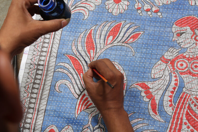 A baluchar garment in the making.

