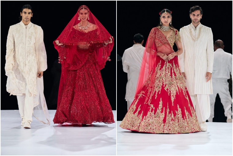 A look at the red embroidered lehengas.
