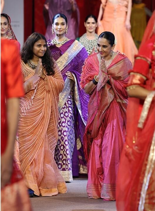Vaishali S with showstopper Radhikaraje Gaekwad.
