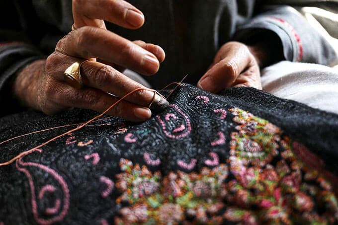 A closer look at sozni embroidery by Naserul Sheikh Gaffar from Kashmir.