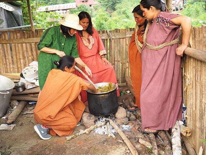Somers with the indigenous Yanesha women from the Peruvian Amazon