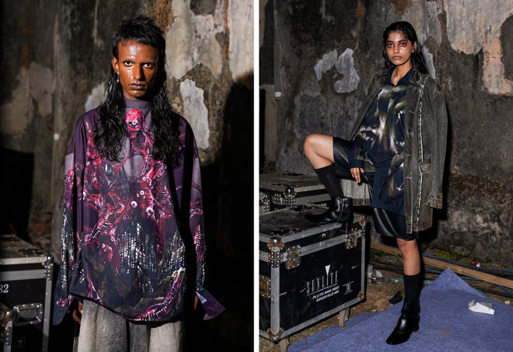 Wounds explicit in the makeup looks speak of more than just physical violence for the designer.