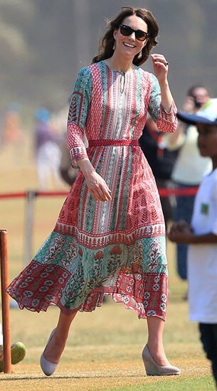 Kate Middleton in a dress by Anita Dongre during her visit to India in 2016.