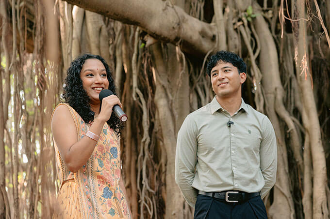 Padmaja Gaekwad at the guided walkthrough of the Palace grounds.