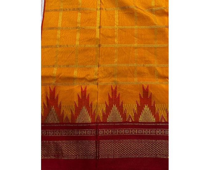 A Chadurang ilkal sari with temple border.Chikki Paras/ ikatra