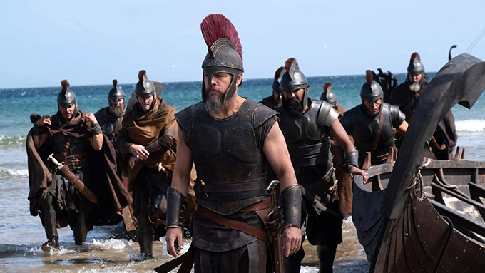 Ellen Mirojnick's Mycenaean costumes and Hoyte van Hoytema's Mediterranean light evoke a tactile Bronze Age world.